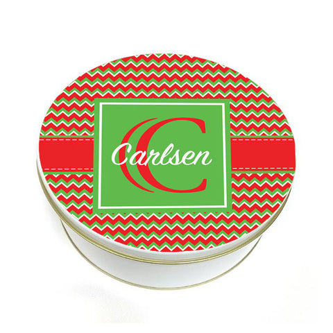 Personalized Christmas Chevron Pattern Cookie Container  