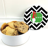 Personalized Chevron Santa Christmas Cookie Tin  