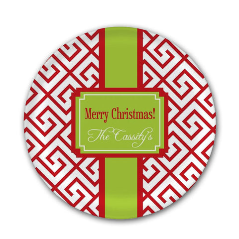 Personalized Red & Green Christmas Plate  