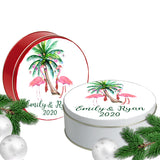 Christmas Flamingo Palm Cookie Tin