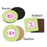 Lime and Pink Double Happiness Coasters