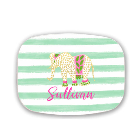 Personalized Elephant Stripe Platter