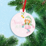 Pink Christmas Girl Elf Ornament