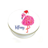 Personalized Christmas Flamingo Cookie Tin  
