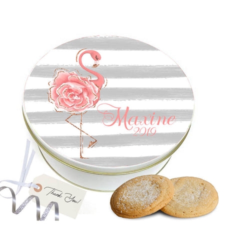 Personalized Flamingo Rose Cookie Tin