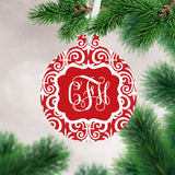 Red & White Monogrammed Ornament  