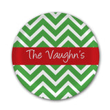 Personalized Green Chevron Christmas  Plate  