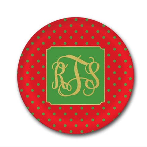 Gold Monogrammed Christmas Plate  