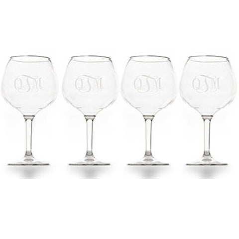 4 Monogram Wine Glasses