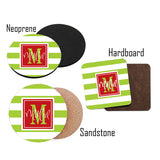 Personalized Striped Christmas Coasters  