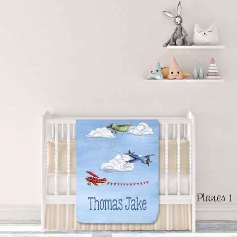 Personalized Airplane Baby Blanket  