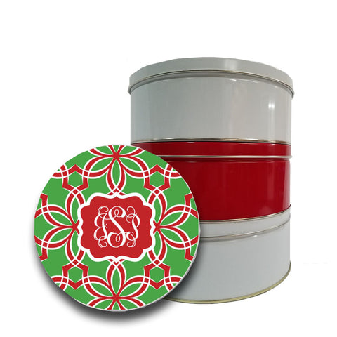 Red Monogrammed Cookie Tin  