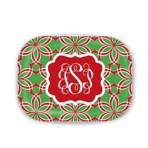 Personalized Red Ribbon Christmas Platter  