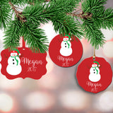 Personalized Red Snowman Ornament  