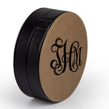 Personalized Faux Leather Round Wine Set