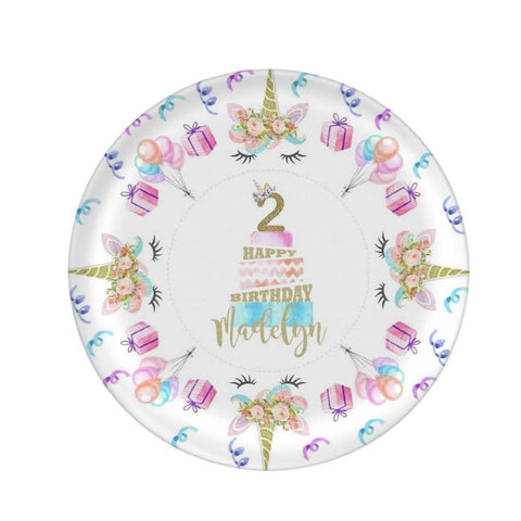 Personalized Unicorn Birthday Plate  