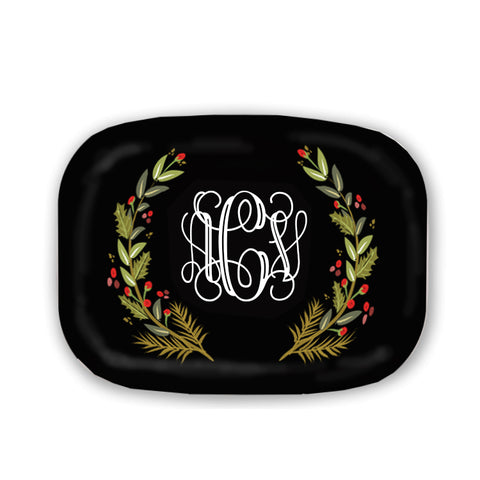 Monogrammed Christmas Wreath Platter  